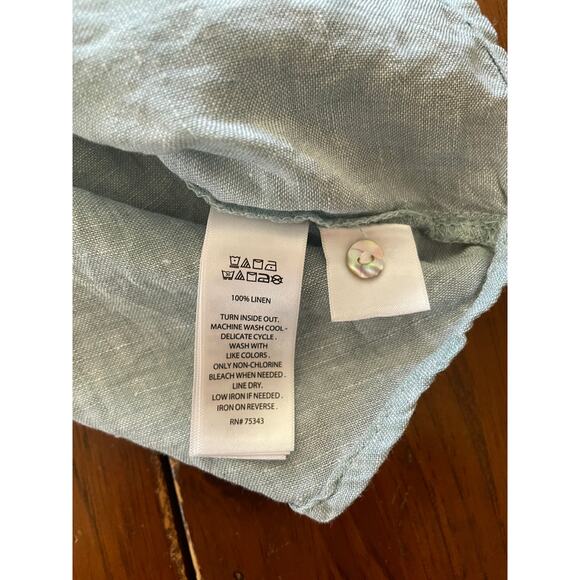 Sigred Olsen XL Women ButtonUp All Linen Sheer Mother of Pearl Button LongSleeve - Picture 8 of 11